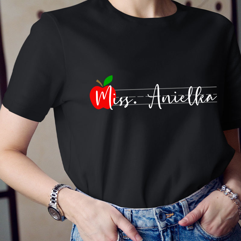 Personalized Teacher Name Apple T-Shirt