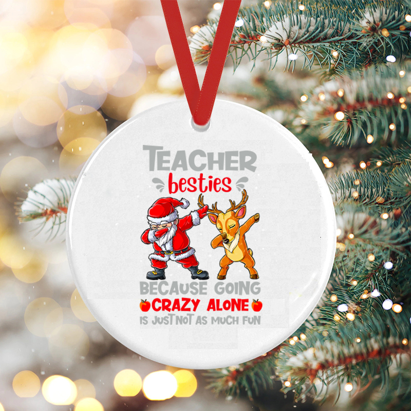 Teacher Besties Teacher Ceramic Christmas Ornament