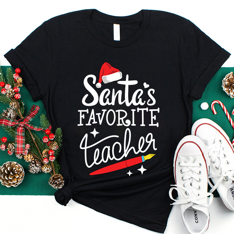 Christmas Santa's Favortie Teahcer T-Shirt