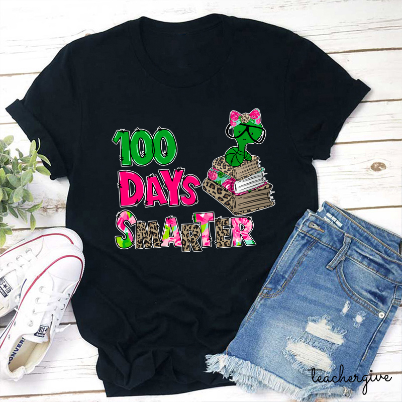 Bookworm 100 Days Smarter Teacher T-Shirt