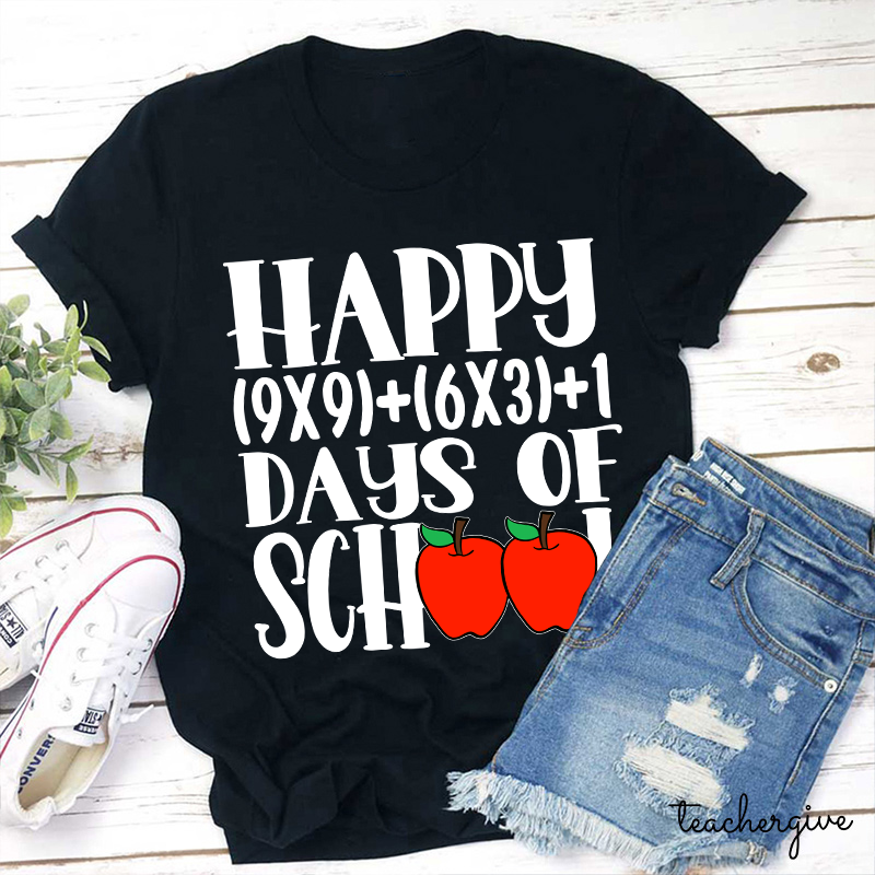 Math Equation Happy 100 Days Of School Teacher T-Shirt