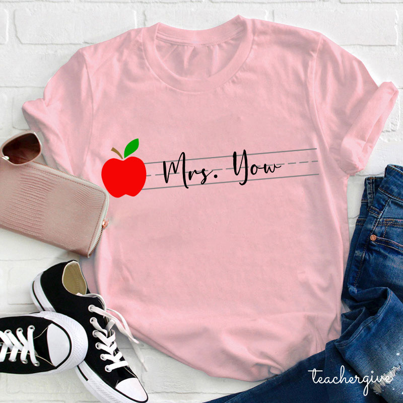 Personalized Teacher Name Apple T-Shirt