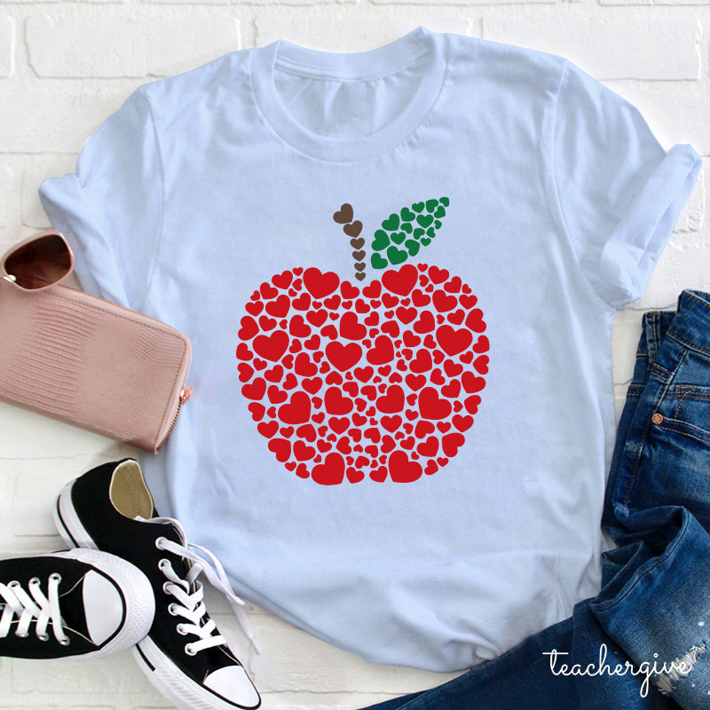 An Apple Made Of Love Heart Teacher T-Shirt