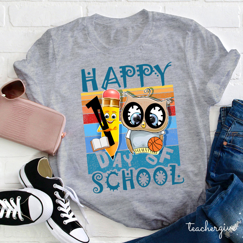 Happy First Day Of School Pencil Owl T-Shirt