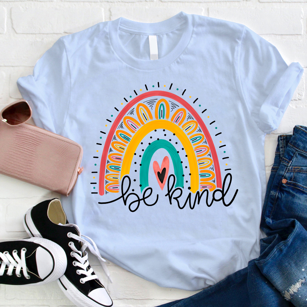 Be Kind Sunflower Rainbow Teacher T-Shirt