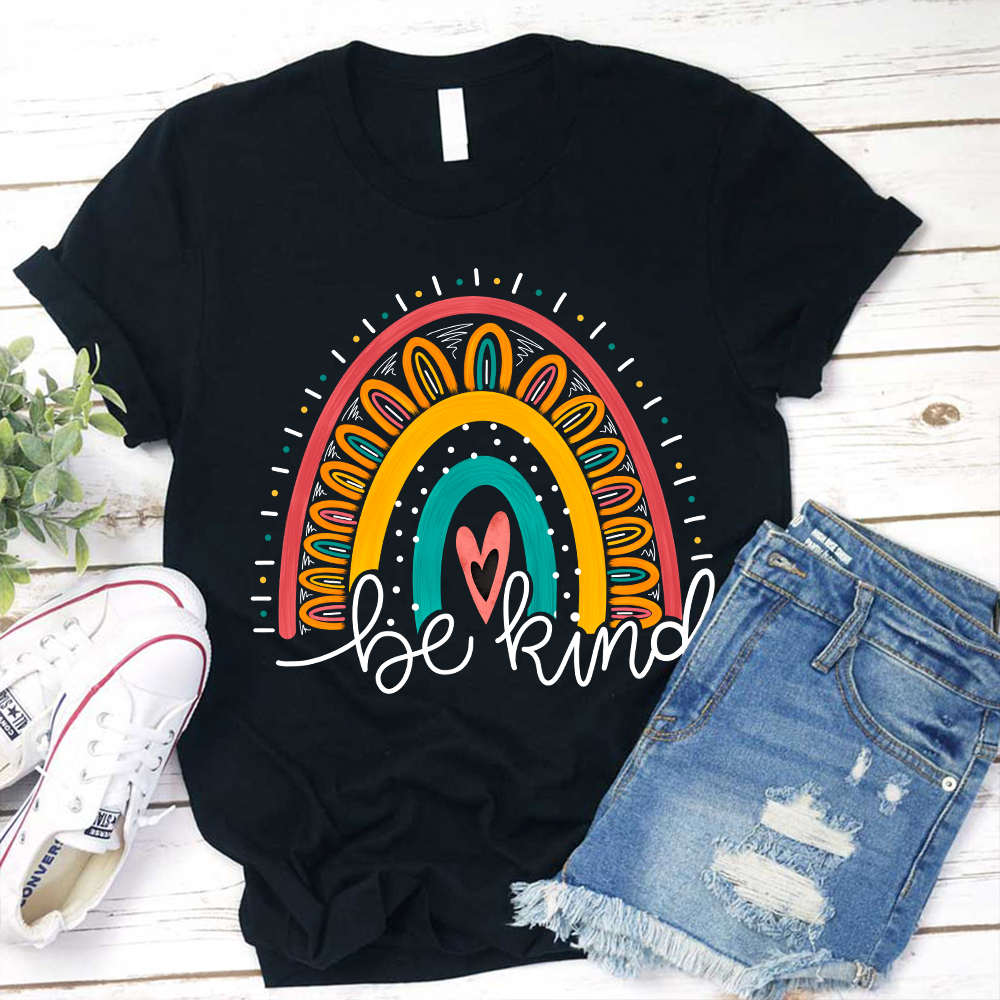 Be Kind Sunflower Rainbow Teacher T-Shirt