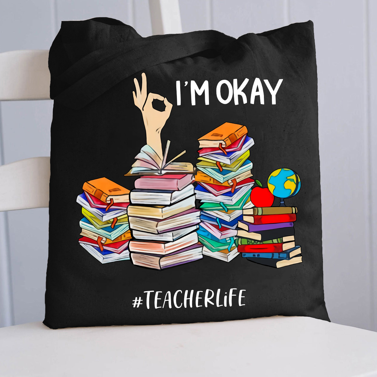 LatestI'm Okay Teacherlife Tote Bag for Sale-Teachersgram