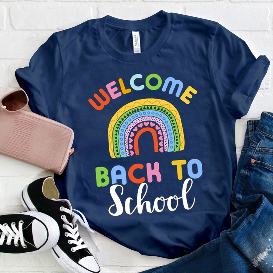Welcome Back To School Geometric Rainbow   T-Shirt