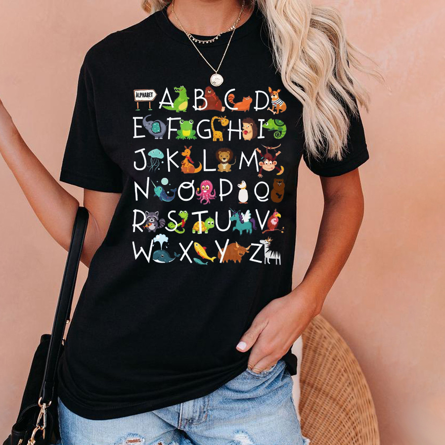 Interesting English Alphabet And Animals T-Shirt