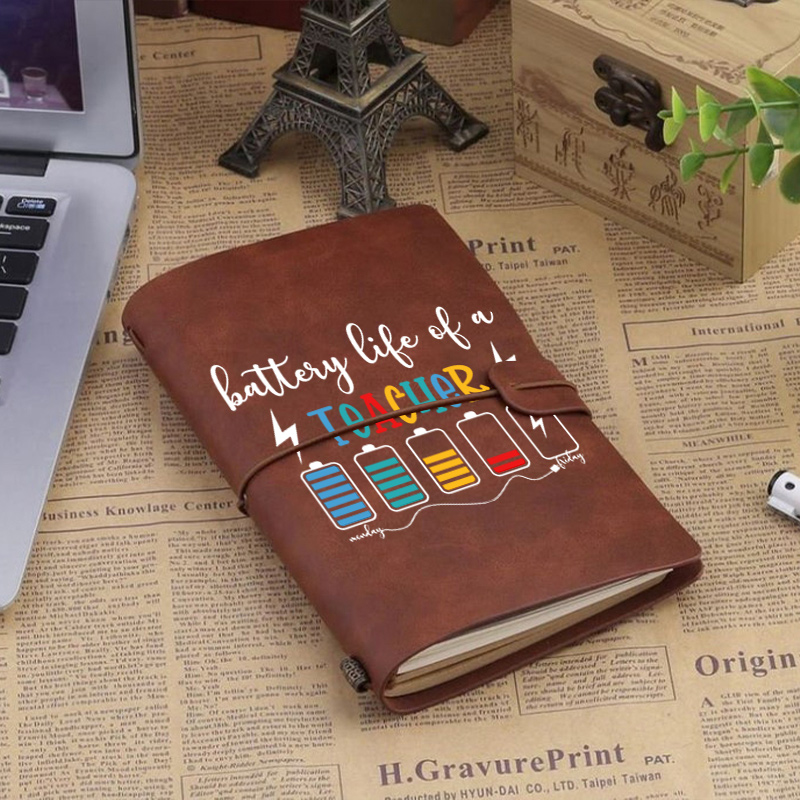 Battery Life Of A Teacher Faux Leather Notebook