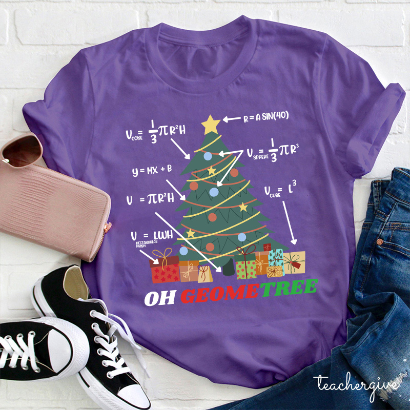 Oh Geometree Christmas Teacher T-Shirt