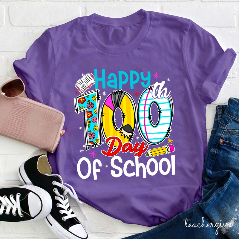 Happy 100th Day Of School Teacher T-Shirt