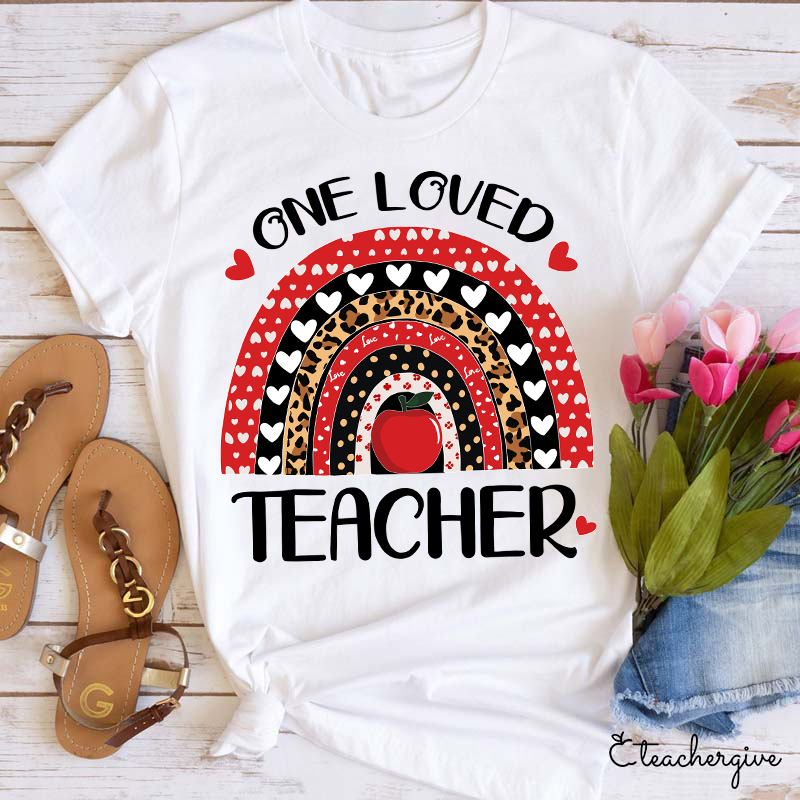 One Loved Teacher Leopard Rainbow T-Shirt
