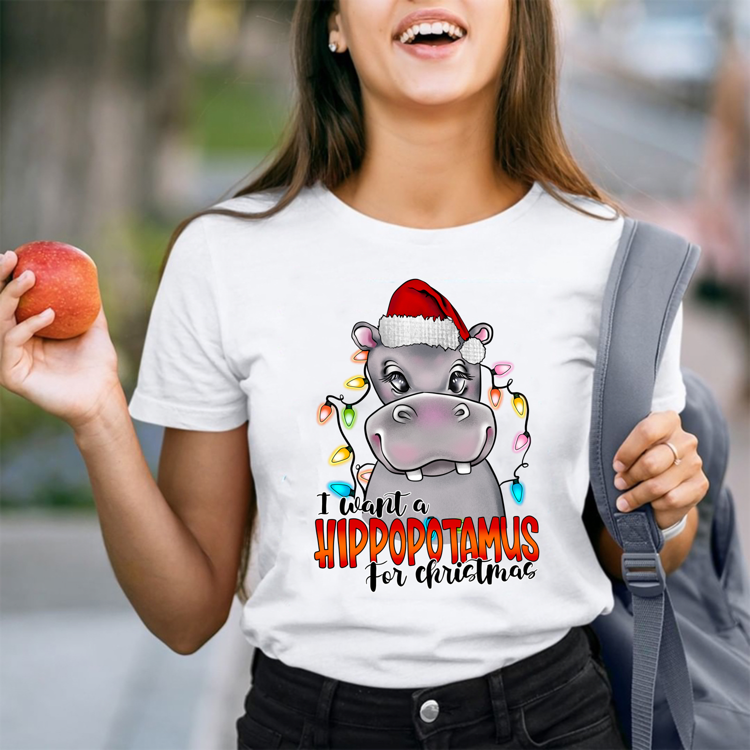 I Want A Hippopotamus For Christmas Teacher T-shirt
