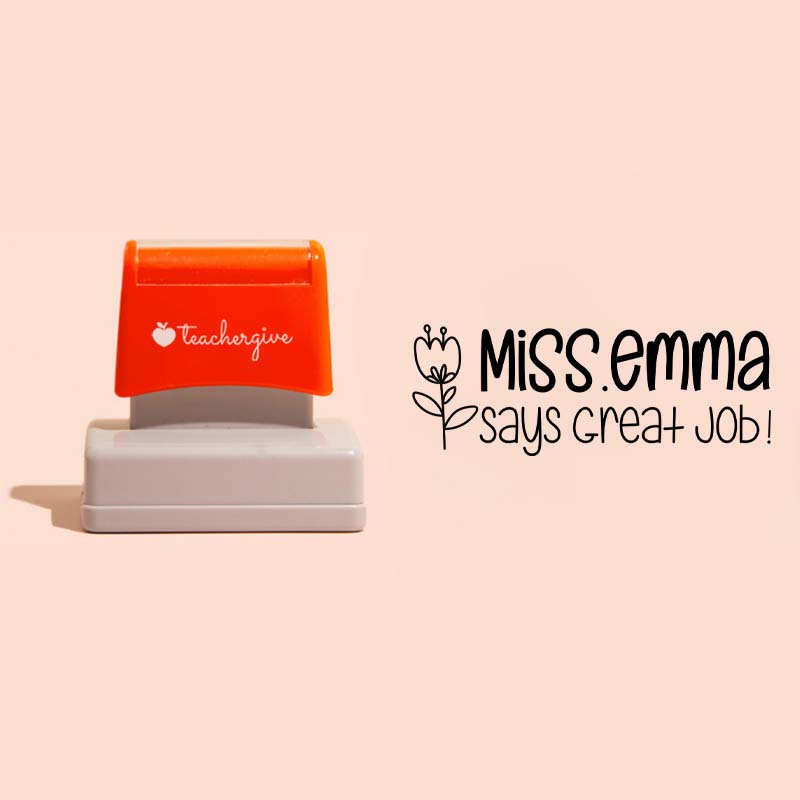 Personalized Teacher Says Great Job Rectangle Stamp