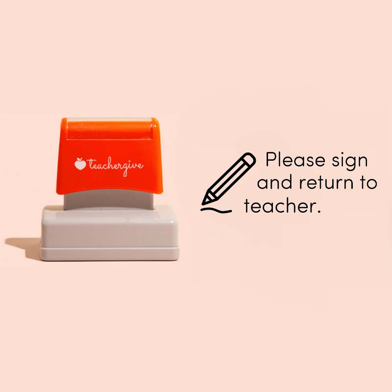 Please Sign And Return To Teacher Rectangle Stamp