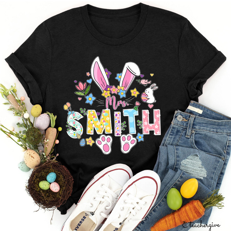 Personalized Easter Bunny Teacher T-Shirt
