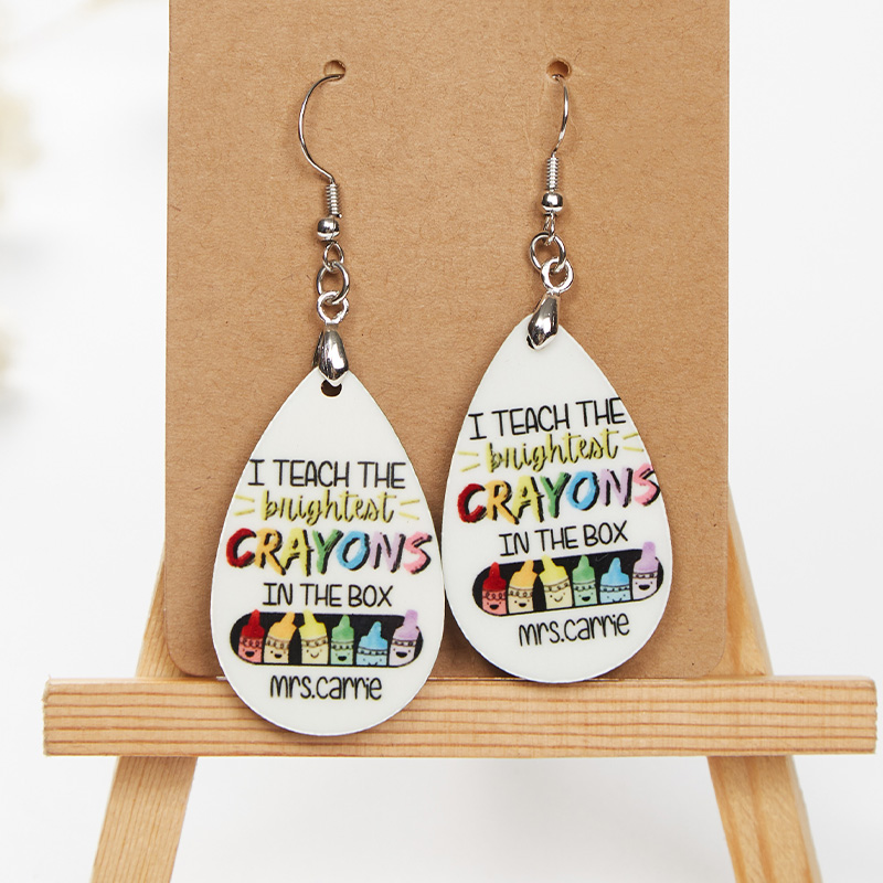 Personalized Name I Teach The Brightest Crayons In The Box Wooden Earrings