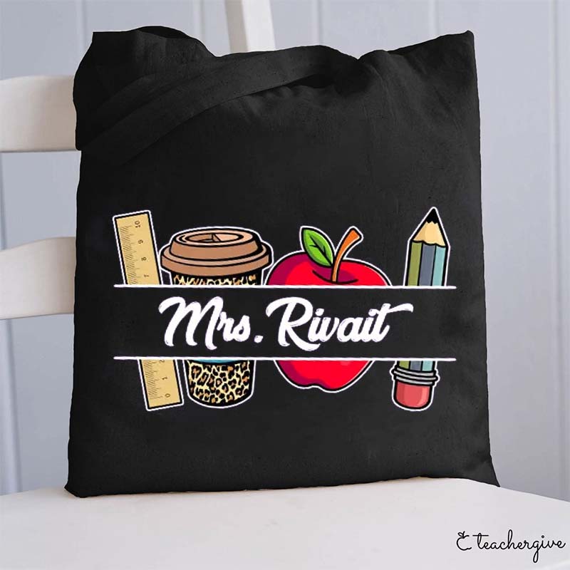 Personalized Pencil Ruler Teacher Name Teacher Tote Bag