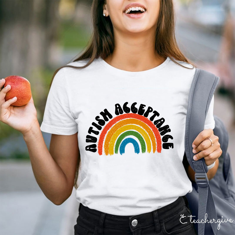 Autism Acceptance Rainbow Teacher T-Shirt