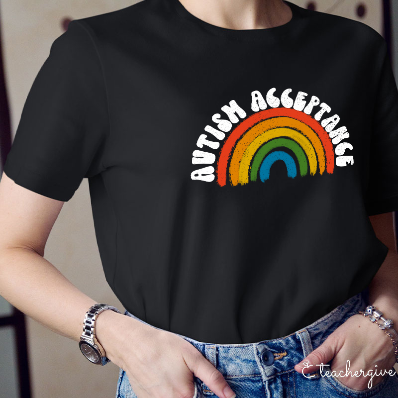 Autism Acceptance Rainbow Teacher T-Shirt