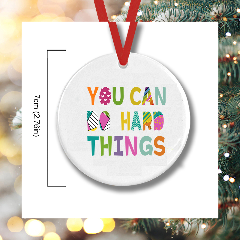 You Can Do Hard Things Kinds Of Patterns Teacher Ceramic Christmas Ornament