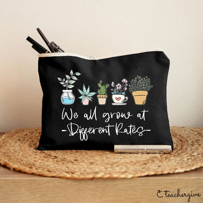 We All Grow At Different Rates Plants Teacher Makeup Bag