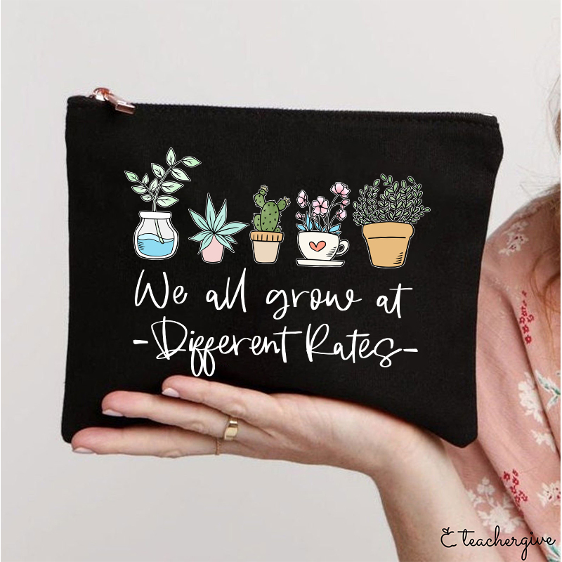 We All Grow At Different Rates Plants Teacher Makeup Bag
