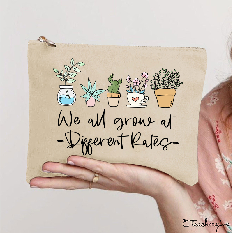 We All Grow At Different Rates Plants Teacher Makeup Bag
