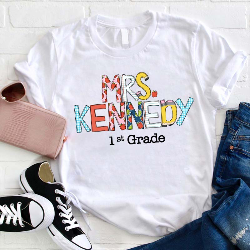 Personalized Name And Grade Teacher T-Shirt