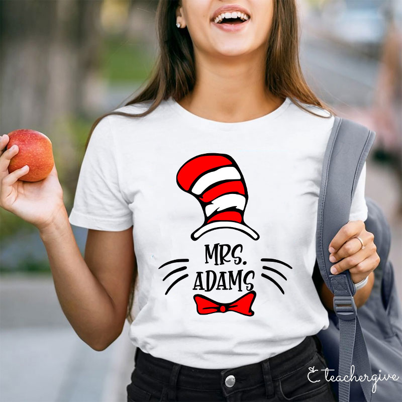 Personalized Teacher Name Cat T-Shirt