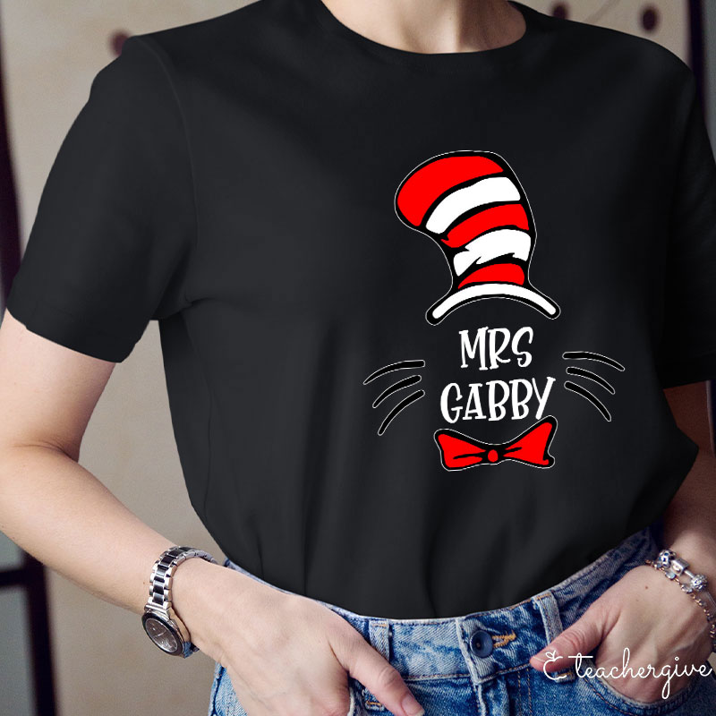 Personalized Teacher Name Cat T-Shirt