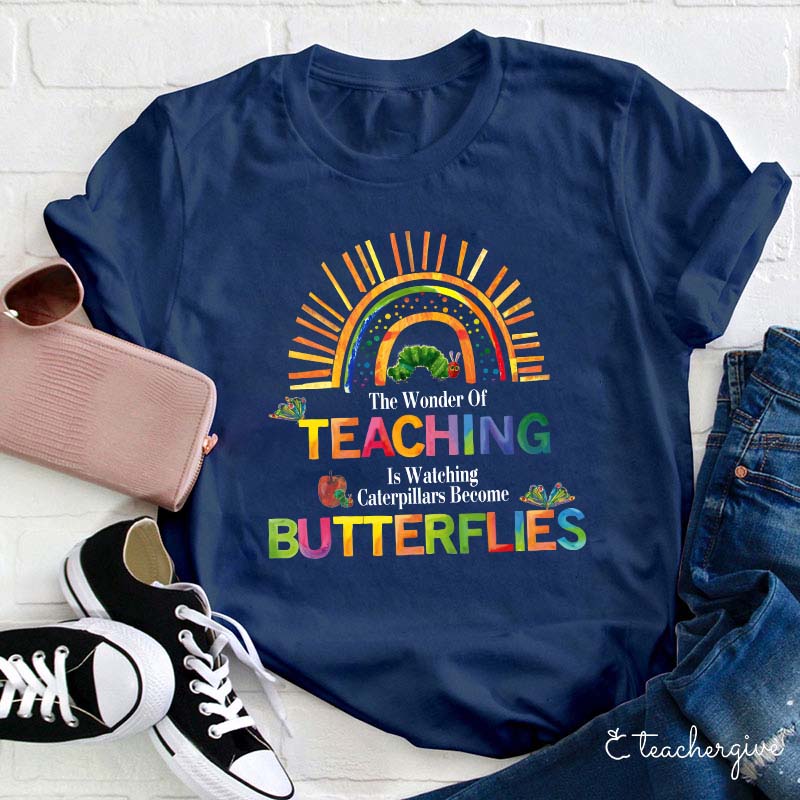 Watching Caterpillar Become Butterflies Teacher T-Shirt