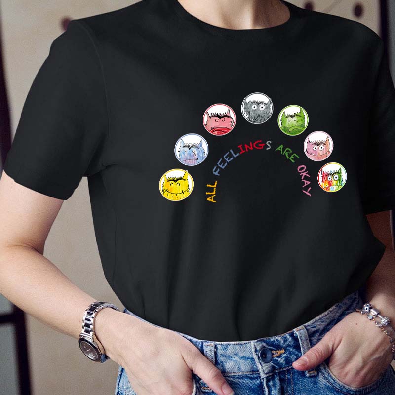 All Feelings Are Ok Little Monster Teacher T-Shirt