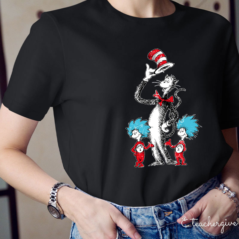 Cat In The Hat Thing One Thing Two Teacher T-Shirt