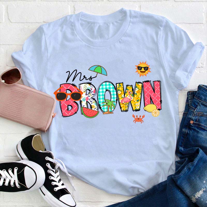 Personalized Name Summer Teacher T-Shirt