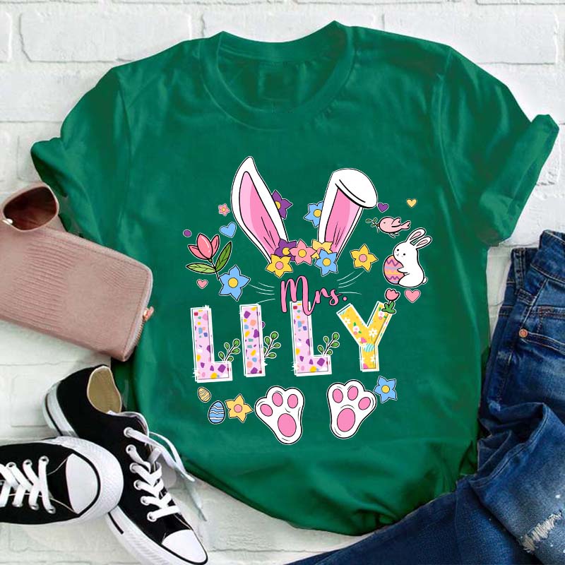 Personalized Easter Bunny Teacher T-Shirt