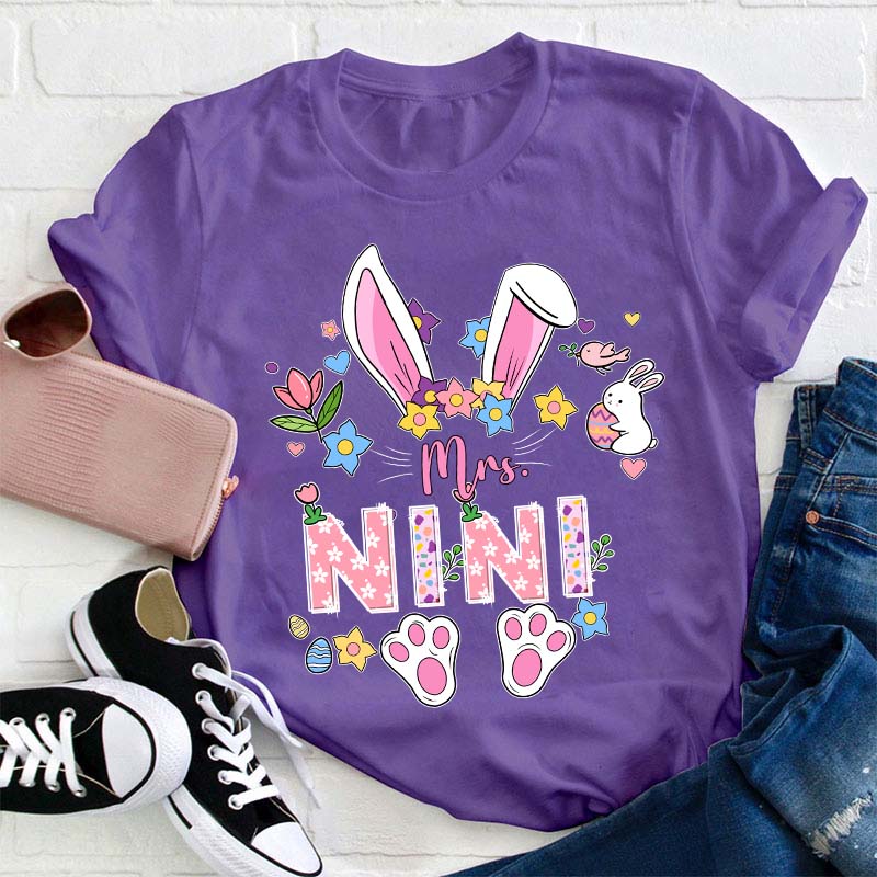 Personalized Easter Bunny Teacher T-Shirt