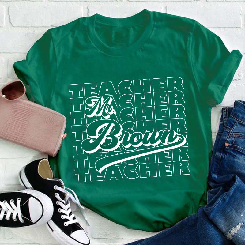 Personalized Name And Position Simple Teacher T-Shirt