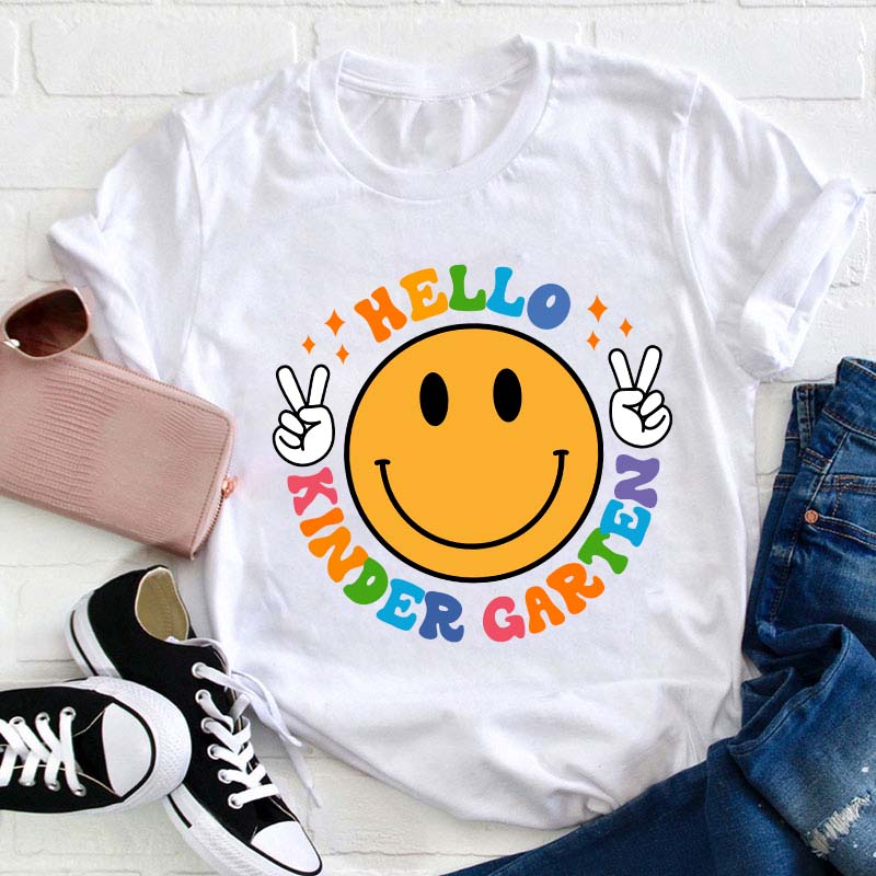 Personalized Grade Hello Smiley Face Teacher T-Shirt