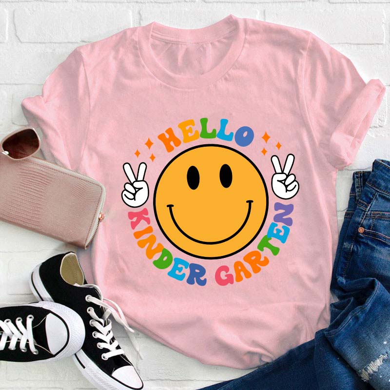 Personalized Grade Hello Smiley Face Teacher T-Shirt