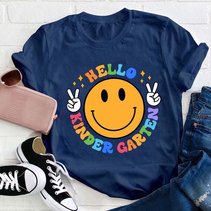 Personalized Grade Hello Smiley Face Teacher T-Shirt