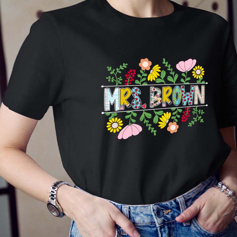 Personalized A Cluster Of Blooming Flowers Teacher T-Shirt