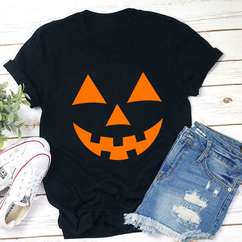 Halloween pumpkin Face Teacher T-Shirt