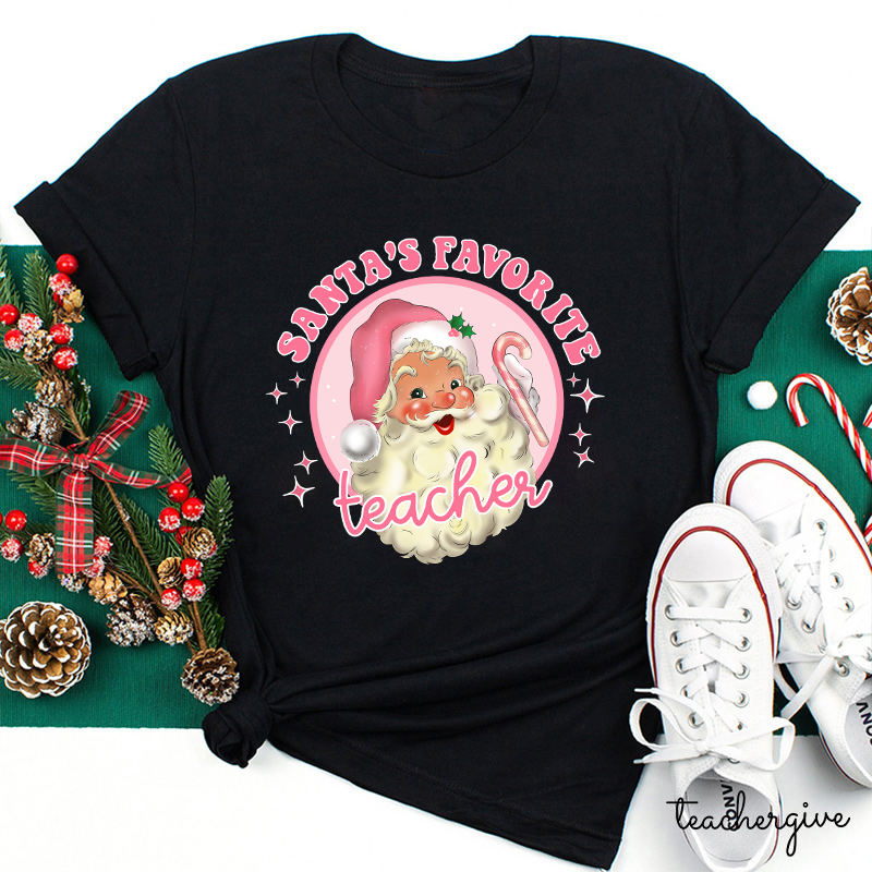 Santa's Favorite Teacher Pinky Winter Teacher T-shirt