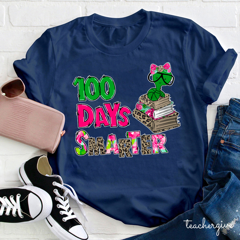 Bookworm 100 Days Smarter Teacher T-Shirt