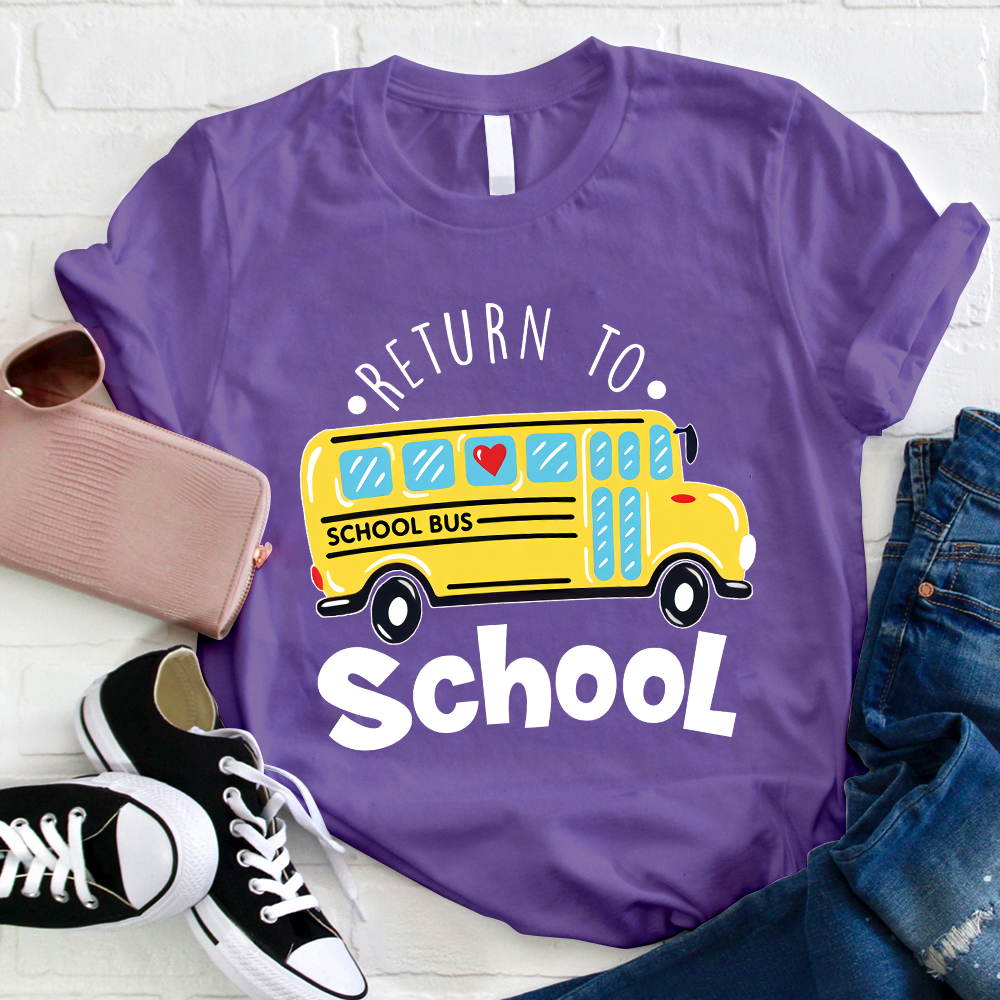 Return To School School Bus With Heart T-Shirt