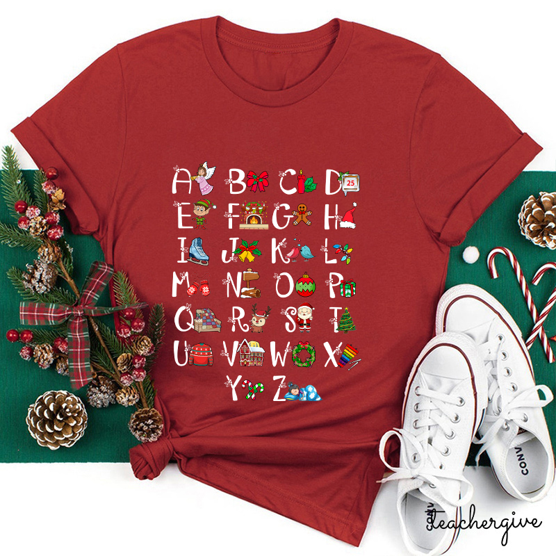 Learn The Alphabet With Christmas Teacher T-Shirt
