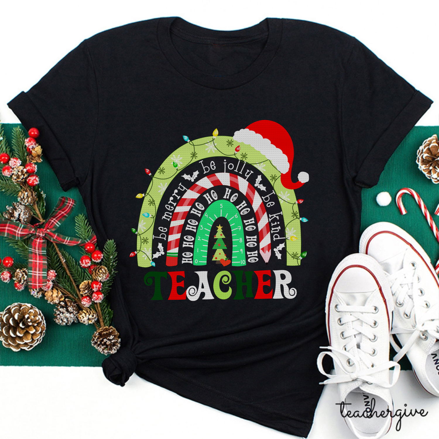 Be Merry Be Jolly Be Kind Teacher T-Shirt