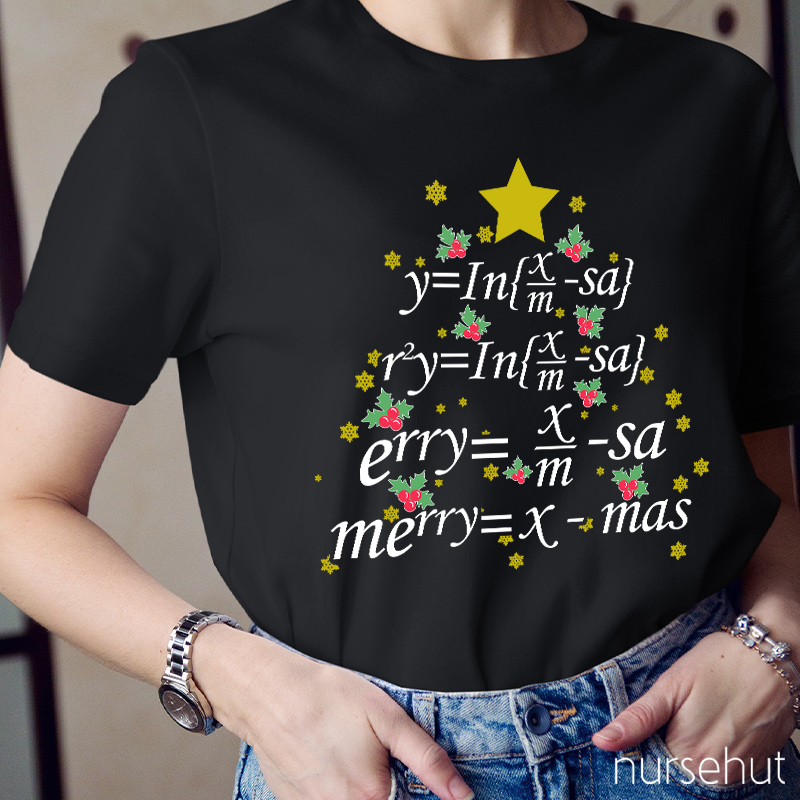 Merry Christmas Math Equation Teacher T-Shirt